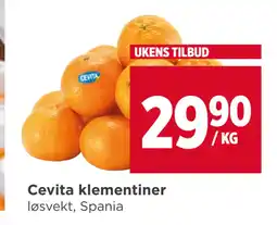 Meny Cevita klementiner tilbud
