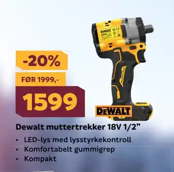 Megaflis Dewalt muttertrekker 18V 1/2” tilbud