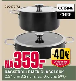 Europris KASSEROLLE MED GLASSLOKK tilbud