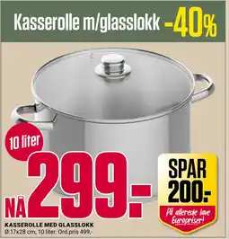 Europris KASSEROLLE MED GLASSLOKK tilbud