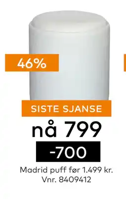 Skeidar Madrid puff tilbud