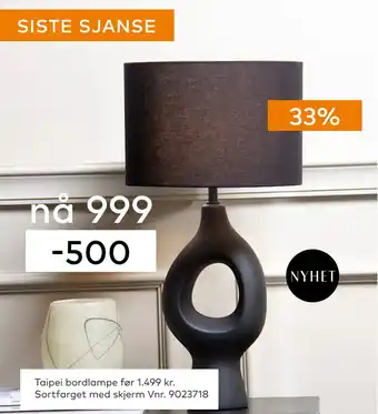 Skeidar Taipei bordlampe tilbud