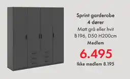 Fagmøbler Sprint garderobe 4 dører tilbud