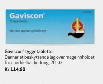 Apotek 1 Gaviscon tyggetabletter tilbud