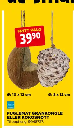 jem & fix FUGLEMAT GRANKONGLE ELLER KOKOSNØTT tilbud
