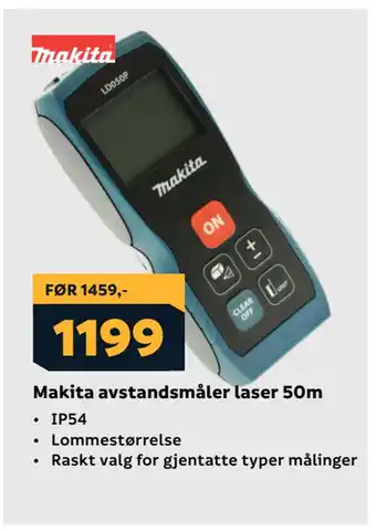 Megaflis Makita avstandsmåler laser 50m tilbud