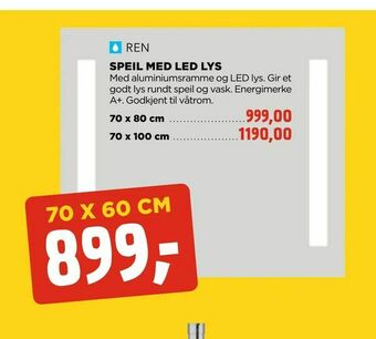 jem & fix Speil med led lys tilbud