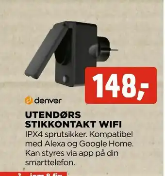 jem & fix Utendørs stikkontakt wifi tilbud