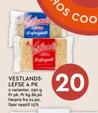 Coop Mega VESTLANDSLEFSE 4 PK tilbud