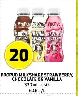 Bunnpris PROPUD MILKSHAKE STRAWBERRY, CHOCOLATE OG VANILLA tilbud