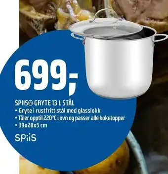 Spiis® gryte 13 l stål