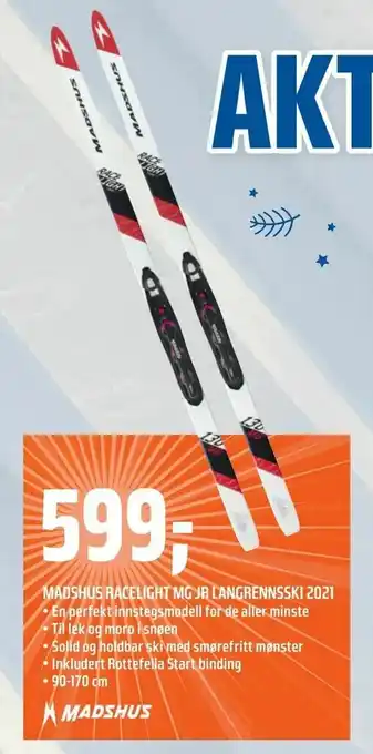 Coop Obs Madshus racelight mg jr langrennsski 2021 tilbud