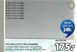 JYSK FALSTER LYSTETT RULLEGARDIN tilbud