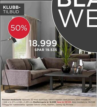 Møbelringen Passion modulsofa tilbud