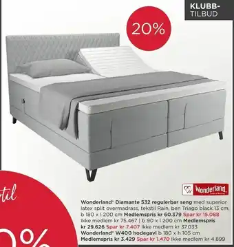 Møbelringen Wonderland® Diamante 532 regularbar seng tilbud