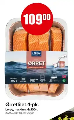 Spar LERØY Ørretfilet 4-pk. m/skinn tilbud