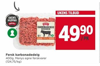 Meny Fersk karbonadedeig tilbud