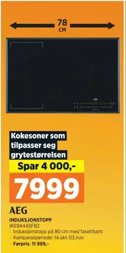 POWER AEG Induksjonstopp IKE84445FB2 tilbud
