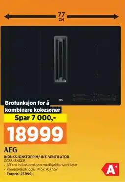 POWER AEG Induksjonstopp m/int. ventilator CCE8454SCB tilbud