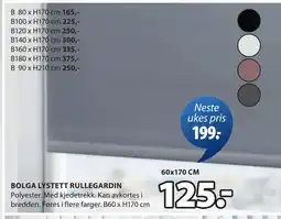 JYSK BOLGA LYSTETT RULLEGARDIN tilbud