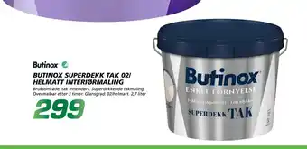 Coop Byggmix BUTINOX SUPERDEKK TAK 02/ HELMATT INTERIØRMALING tilbud