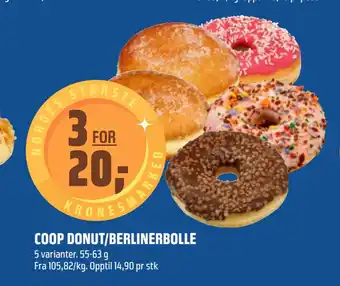 Coop Obs COOP DONUT/BERLINERBOLLE tilbud