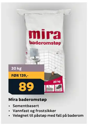 Megaflis Mira baderomstøp tilbud