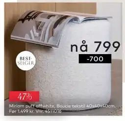 Skeidar Miriam puff offwhite tilbud