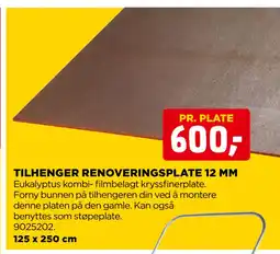 jem & fix TILHENGER RENOVERINGSPLATE 12 MM tilbud