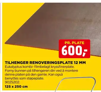 jem & fix TILHENGER RENOVERINGSPLATE 12 MM tilbud