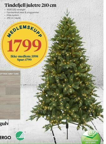 Coop Byggmix Tindefjell juletre 210 cm tilbud
