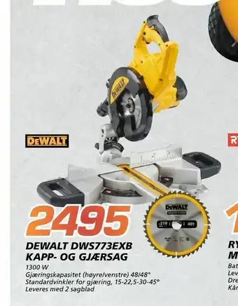 Coop Byggmix Dewalt dws773exb kapp- og gjærsag tilbud