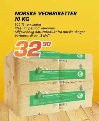 Coop Byggmix Norske vedbriketter 10 kg tilbud