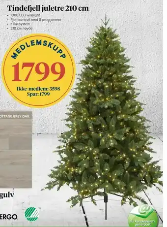 Coop Byggmix Tindefjell juletre 210 cm tilbud