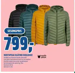 Coop Obs Northpeak blåtind dunjakke tilbud