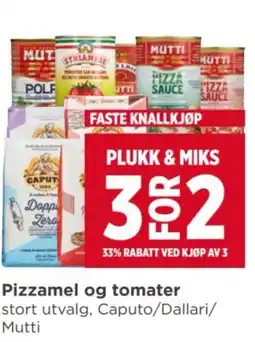 Meny Pizzamel og tomater tilbud