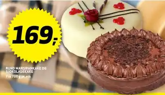 Bunnpris Rund marsipankake og sjokoladekake tilbud