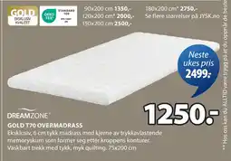 JYSK GOLD T70 OVERMADRASS tilbud