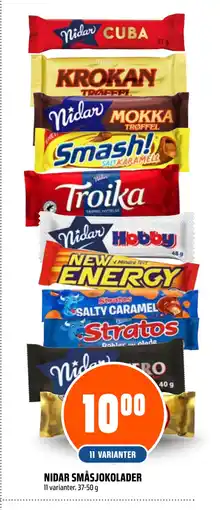Coop Obs NIDAR SMÅSJOKOLADER tilbud