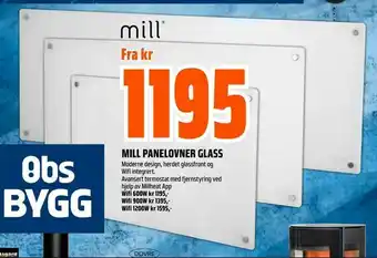 Obs Bygg Mill panelovner glass tilbud