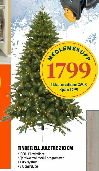 Obs Bygg Tindefjell juletre 210 cm tilbud