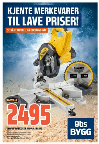 Obs Bygg Dewalt dws773exb kapp-/gjærsag tilbud