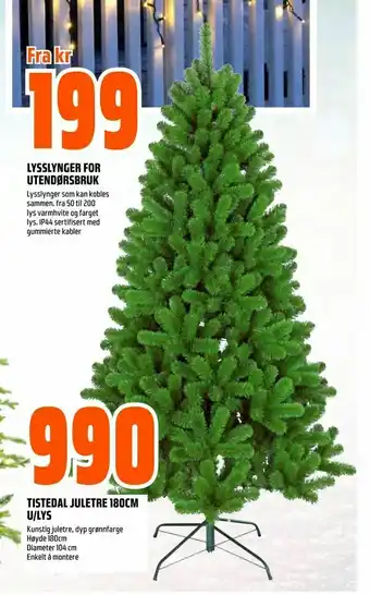 Obs Bygg Tistedal juletre 180cm u/lys tilbud