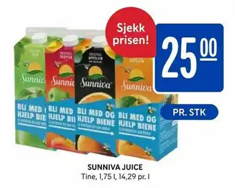 Rema 1000 Sunniva juice tilbud