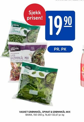 Rema 1000 Vasket grønnkål, spinat & grønnkål mix tilbud