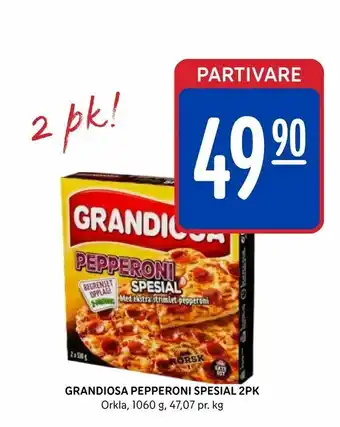 Rema 1000 Grandiosa pepperoni spesial 2pk tilbud