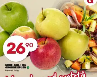 Røde, gule og grønne epler