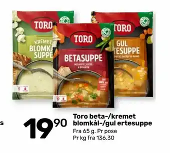 Matkroken Toro beta-/kremet blomkål-/gul ertesuppe tilbud