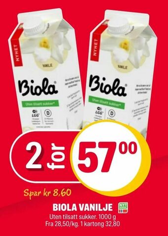 Coop Extra Biola vanilje tilbud