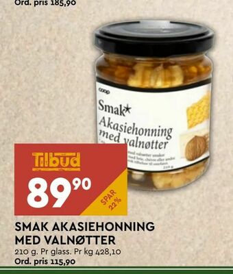 Coop Mega Smak akasiehonning med valnøtter tilbud